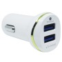 LZ-311 Круглая двойная USB-порты Car Charger, совместимое с Android и iOS (белый)