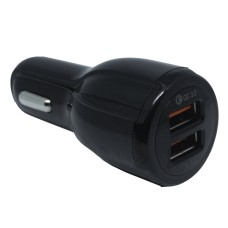 LZ-681 Round QC3.0 USB + 3.1A USB Interface Car Charger(Black)