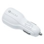 LZ-681 Round QC3.0 USB + 3.1A USB Interface Car Charger(White)