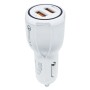 LZ-681 Round QC3.0 USB + 3.1A USB Interface Car Charger(White)