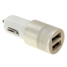 5V 2.1A + 1A Dual USB Car Charger Adapter, For iPhone, iPad, Galaxy, Huawei, Xiaomi, LG, HTC, other Smart Phones and Tablets(Gold)