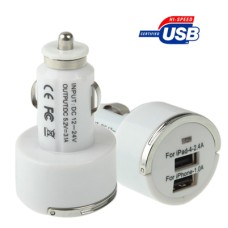 3.1A Dual USB Car Charger for iPad Air 2 / Air / 4 / New iPad (iPad 3) / iPad 2 / iPad / iPhone 6 & 6 Plus & 5 & 5S & 4 & 4S / 3GS / iPod / PDA / PS Vita / Galaxy Tab, Output DC 5V 2.1A & 1.0A, White(White)