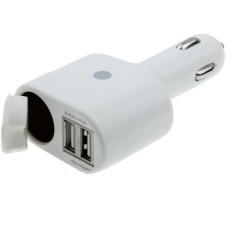 2xUSB Car Charger with DC 12V 1A-2.1A Socket, For iPhone, Galaxy, Huawei, Xiaomi, LG, HTC and Other Smart Phones(White)