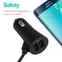 3.1A Dual Ports Android Wired Smart Car Charger, For Galaxy, Sony, Lenovo, HTC, Huawei, and other Smartphones (Black)