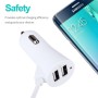 3.1A Dual Ports Android Wired Smart Car Charger, For Galaxy, Sony, Lenovo, HTC, Huawei, and other Smartphones (White)