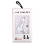 3.1A Dual Ports Android Wired Smart Car Charger, For Galaxy, Sony, Lenovo, HTC, Huawei, and other Smartphones (White)