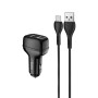 hoco Z36 Chuangyu  2.4A Dual USB Car Charger with 1m USB to Type-C Cable (Black)