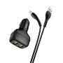 Hoco Z36 Chuangyu 2.4a Dual USB-автомобильное зарядное устройство с 1 млн. USB-кабелем типа C (Black)