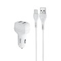 hoco Z36 Chuangyu  2.4A Dual USB Car Charger with 1m USB to Type-C Cable (White)