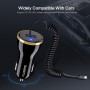 FLOVEME 5V / 2.1A Max Single USB Port Smart Car Charger with Micro USB Spring Cable, Length: after stretching 1.1m, For Galaxy, Huawei, Xiaomi, HTC, Sony and Other Smartphones