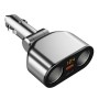 2 Cigarette Lighters + 2 USB Ports Multi-function Car Charger with Digital Display(Silver)