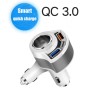 33W Cigarette Hole + QC3.0 Dual USB Interface Multifunctional Car Charger with Safety Hammer Function