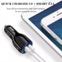 Qc3.0 Dual USB Car Charger + 8 Pin Fast Charging Line Car Charging Kit(Black)