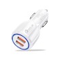 Qc3.0 Dual USB Car Charger + 8 Pin Fast Charging Line Car Charging Kit(White)