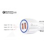 Qc3.0 Dual USB Car Charger + 8 Pin Fast Charging Line Car Charging Kit(White)