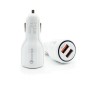 Qc3.0 Dual USB Car Charger + Micro USB Fast Charging Cable Car Charging Kit(White)