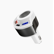4 in 1 QC3.0 USB + Type-C + Cigarette Hole with Safety Hammer Function Car Charger(Silver Gray)