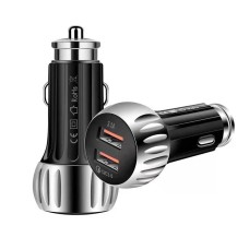 YSY-310QC18W QC3.0 Dual Port USB Car Charger for Apple / Huawei / Samsung / Xiaomi(Black)