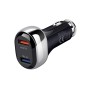 YSY-312 2 in 1 18W Portable QC3.0 Dual USB Car Charger + 1m 3A USB to Micro USB Data Cable Set(Black)