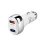 YSY-312 2 in 1 18W Portable QC3.0 Dual USB Car Charger + 1m 3A USB to Micro USB Data Cable Set(White)