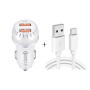 YSY-349 QC3.0 Dual Port USB Car Charger + 3A USB to USB-C / Type-C Data Cable, Length: 1m(White)