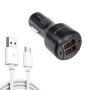 TE-092 36W Dual QC3.0 USB Fast Car Charger + USB в Micro USB-набор кабелей данных (черный)