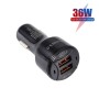 TE-092 36W Dual QC3.0 USB Fast Car Charger + USB to Micro USB Data Cable Set(Black)