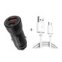 P21 Portable PD 20W + QC3.0 18W Dual Ports Fast Car Charger с USB -набором Cable Cable (Black)