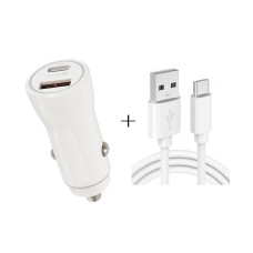 P21 Portable PD 20W + QC3.0 18W Dual Ports Fast Car Зарядное устройство с USB-Cable Kit (белый)