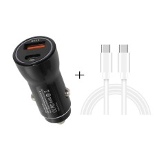 P21 PD 20W USB-C / TYPE-C + QC3.0 18W USB Fast Car Charger с USB-C / Type-C до USB-C / Type-C Набор кабелей данных (черный)