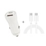 P21 PD 20W USB-C / TYPE-C + QC3.0 18W USB Fast Car Charger с USB-C / TYPE-C до USB-C / TYPE-C Набор кабелей обработки данных (белый)