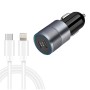 Dual PD 3.0 40W USB-C / Type-C Car Charger with 1m USB-C / Type-C to 8 Pin Data Cable(Grey)