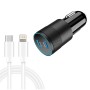 Dual PD 3.0 40W USB-C / Type-C Car Charger with 1m USB-C / Type-C to 8 Pin Data Cable(Black)