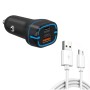 38W PD20W + QC3.0 USB CAR Зарядное устройство с USB -MICRO USB CABLE, Длина: 1 м (черный)