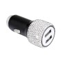 Diamond Car Dual USB Charge Mobile Phone Safety Hammer Charger(White)