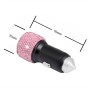 Diamond Car Dual USB Charge Mobile Phone Safety Hammer Charger(pink)