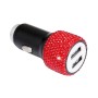 Diamond Car Dual USB Charge Mobile Phone Safety Hammer Charger(red red)