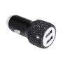 Diamond Car Dual USB Charge Mobile Phone Safety Hammer Charger(black)