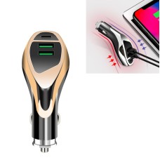 Dual-port USB3.1A 3.6A High Current Fast Charge QC3.0 PD18W Flash Charging Car Charger(Tyrant Gold)