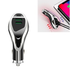 Dual-port USB3.1A 3.6A High Current Fast Charge QC3.0 PD18W Flash Charging Car Charger(Gentleman Black)