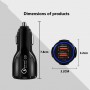 2 ПК QC3.0+3.1A Car Charger Dual USB 6A Halo Wine Bottle Bottle Fast Charge Carger (элегантный черный)