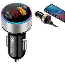 Aluminum Alloy Digital Display PD+QC3.0 Car Charger Multifunctional Car Charger(Snowflake Silver)