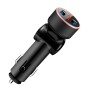 2 PCS Aluminum Ring Rotating Digital Display Car Charger Dual USB Multi-function Display Fast Charge 3.1A Car Charger(Elegant Black)