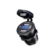 С сенсорным переключателем USB -зарядное устройство 4.8A с метром напряжения водонепроницаемое и пылепроницаемым автомобильным зарядным устройством (синий свет)