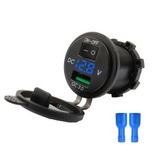 Мотоцикл автомобильного мотоцикла USB-зарядное устройство с выключателем 12-24 В быстрого заряда (синий свет)