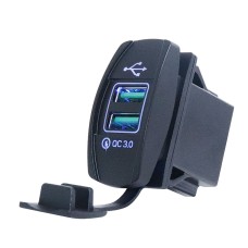 F3 Тип корабля Car Dual USB -зарядное устройство QC3.0 быстрого зарядного переключателя модифицированное автомобильное зарядное устройство (синий свет)