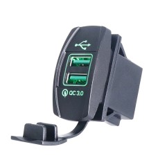 F3 Тип корабля Car Dual USB -зарядное устройство QC3.0 Переключатель быстрого заряда модифицированный автомобильный зарядное устройство 12 В (зеленый свет)