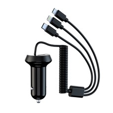 R3XK 1 In 3 Digital Display Car Charger QC3.0 Fast Charging Multifunctional Cigarette Lighter, Model: 17w(Black)