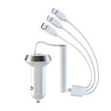 R3XK 1 In 3 Digital Display Car Charger QC3.0 Fast Charging Multifunctional Cigarette Lighter, Model: 17w(White)