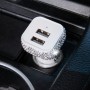 Diamond-Studded Dual USB Cigarette Lighter Car Charger(White)